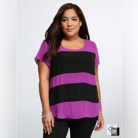 Torrid Colorblock Chiffon Blouse - Picture 3 of 4
